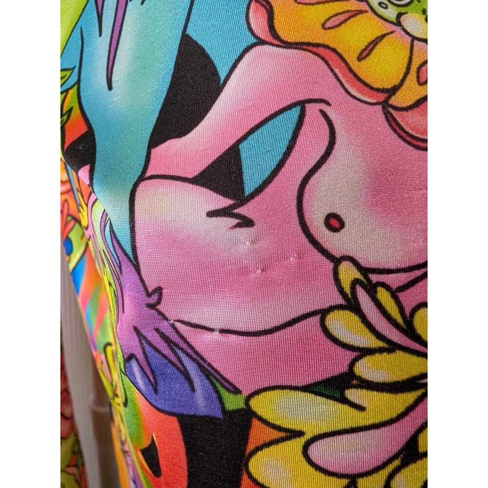 Desigual Womens Mesh Top Maria Escoté Mock Neck Multicolor Graffiti Graphic 0105 - Picture 4 of 7